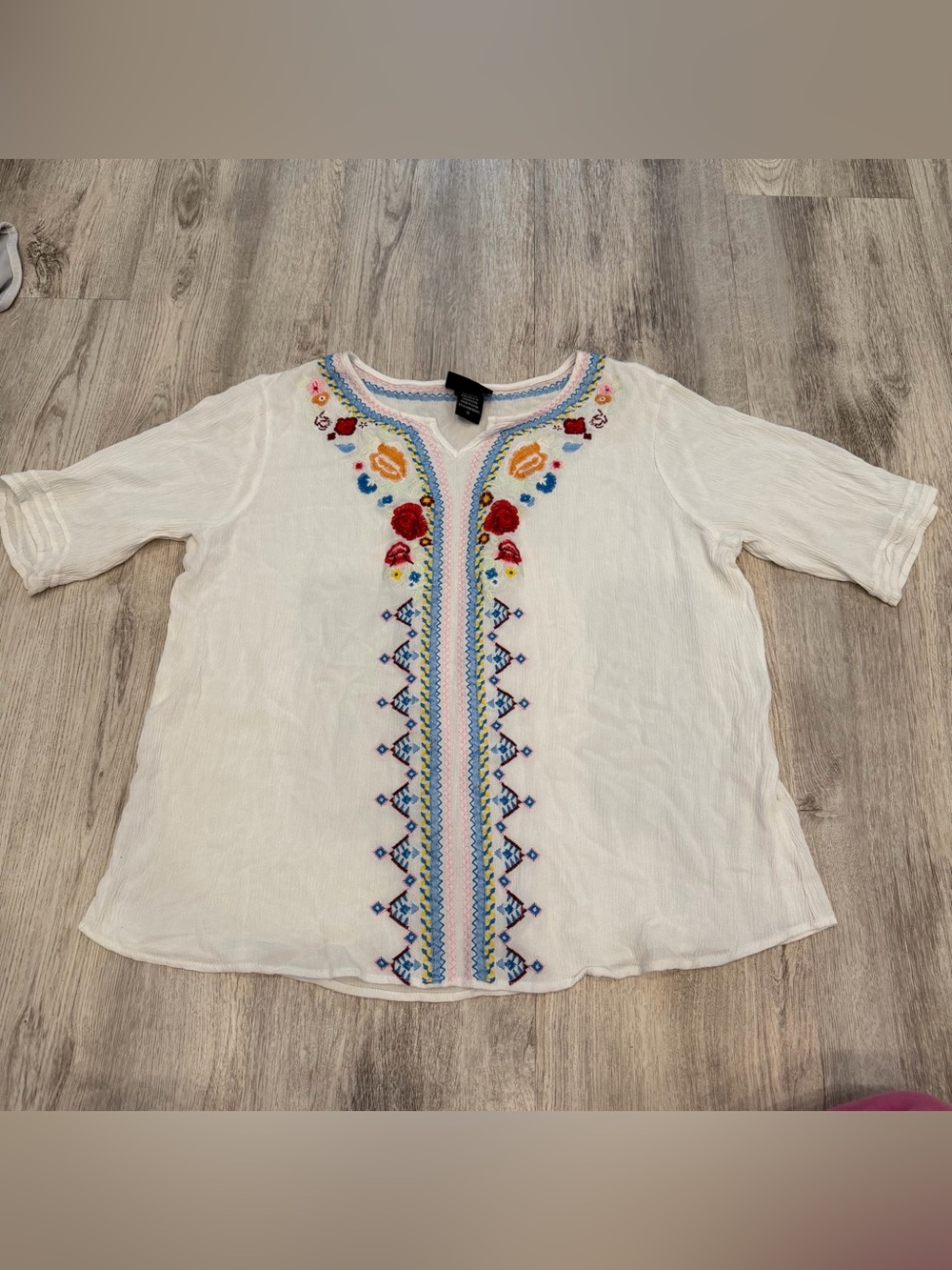 Liv Los Angeles Embroidered Boho Peasant Top Size‎ 1X